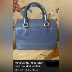 Furla Glossy Blue and Gray Mini Candy Bag